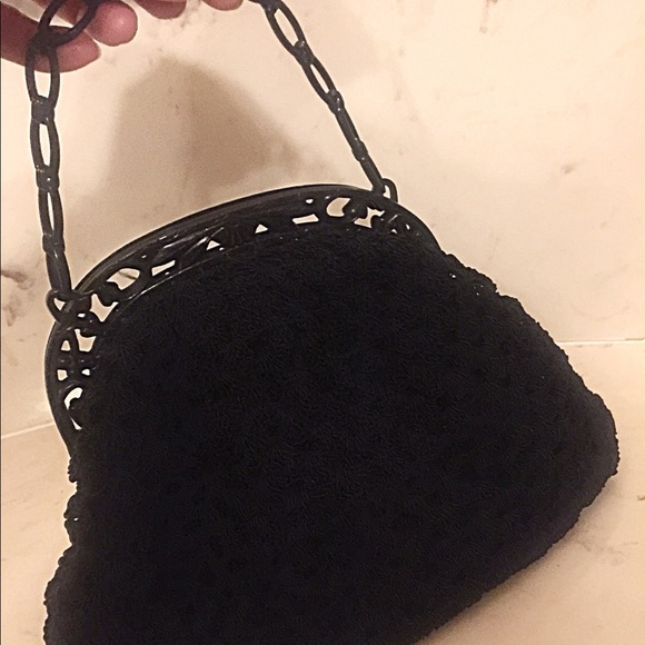 1950s Unique Vintage Black Crochet Clutch Bag♥️ - Picture 5 of 8